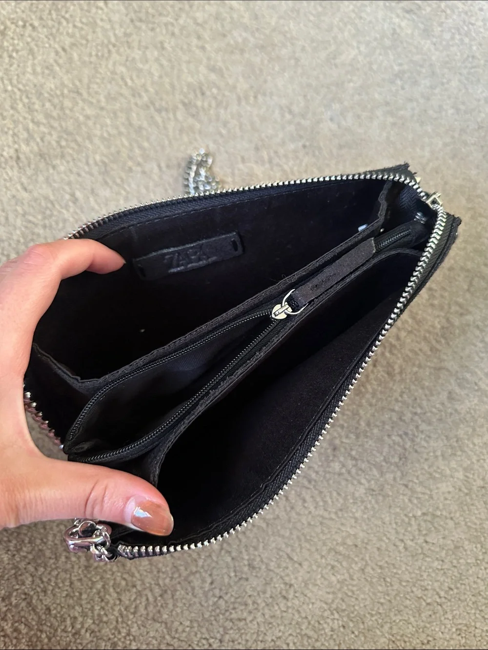 Zara Black Chain Crossbody Clutch with Stud Trim - Picture 5 of 10